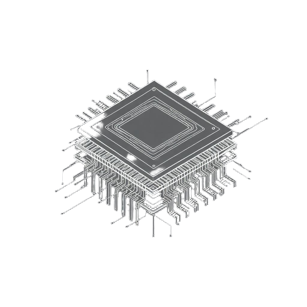 Wireframe diagram of NPU chip